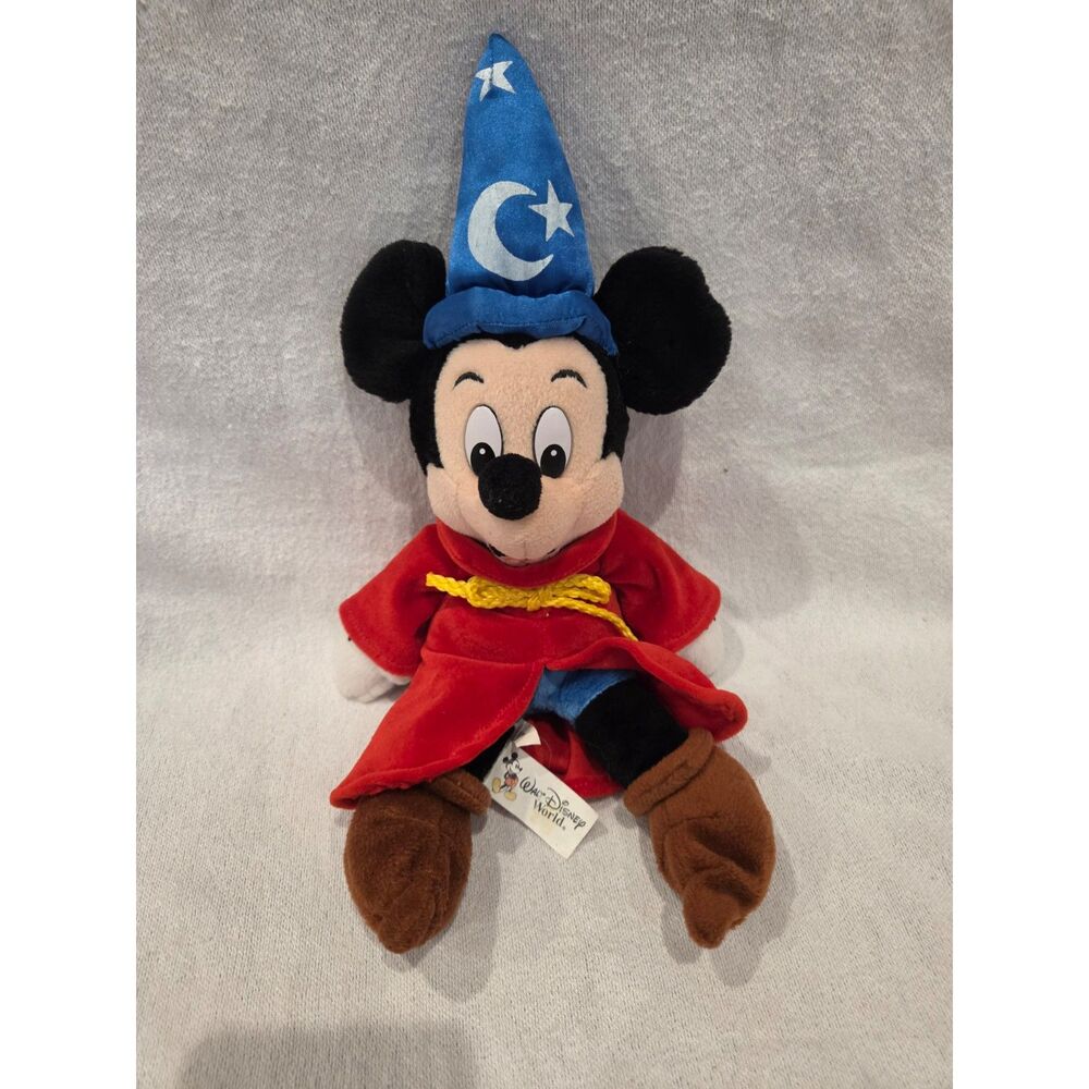 Vintage Walt Disney World Sorcerer Mickey Mouse Plush 12" Fastasia Wizard Toy